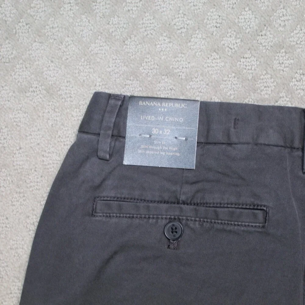 NWT Banana Republic 30x32 Dark Grey Lived-In Chino Slim Fit Pants